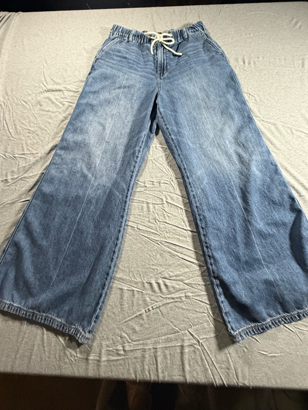 Judy Blue Wide Leg Drawstring Jeans in Light Blue Wash sz 7/28